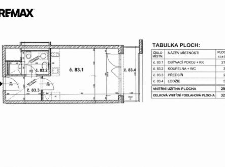 Plánek bytu | Pronájem bytu, 1+kk, 35 m²