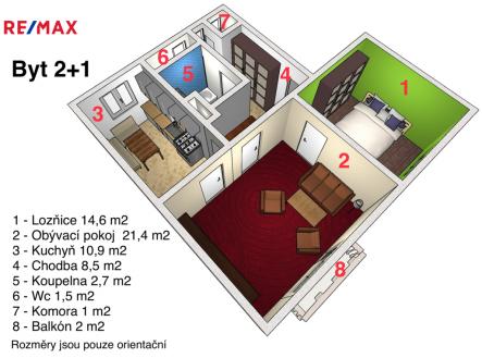 půdorys | Prodej bytu, 2+1, 59 m²