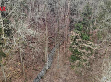 Celou parcelou č. 2133 prochází potok | Prodej - pozemek, les, 5 535 m²