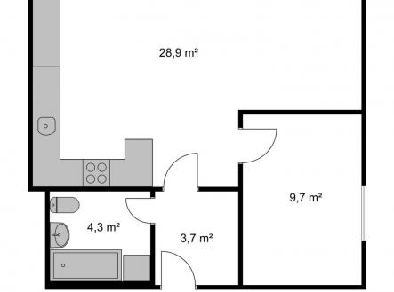 Pronájem bytu, 2+kk, 47 m²
