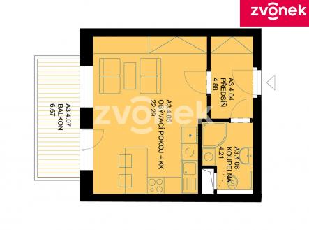 Obrázek k zakázce č.: 724841 | Pronájem bytu, 1+kk, 39 m²