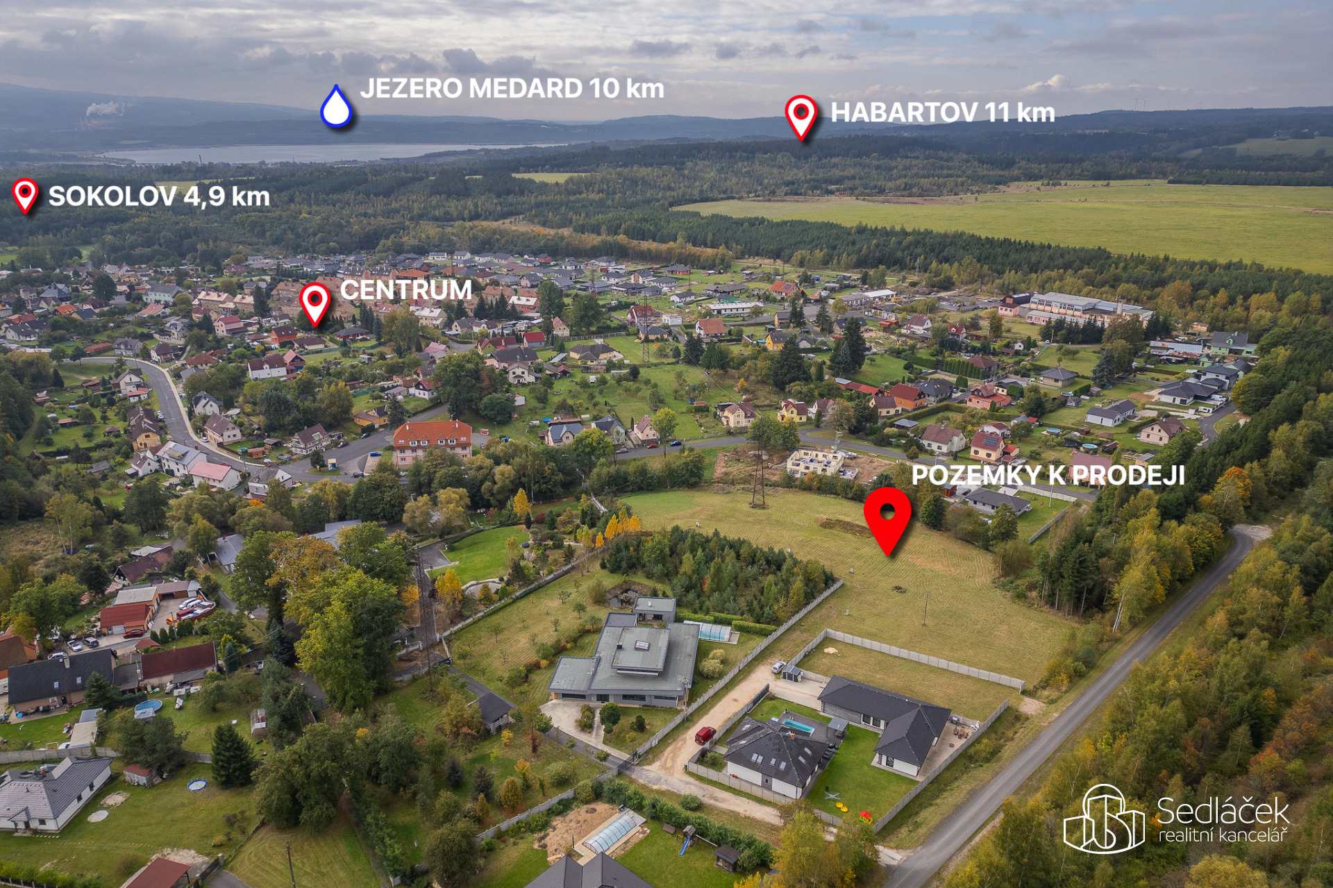 Pozemky pro výstavbu rodinných domů v Lomnici u Sokolova