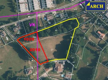 1-1 letecký snímek 1.parcela | Prodej - pozemek pro bydlení, 1 211 m²