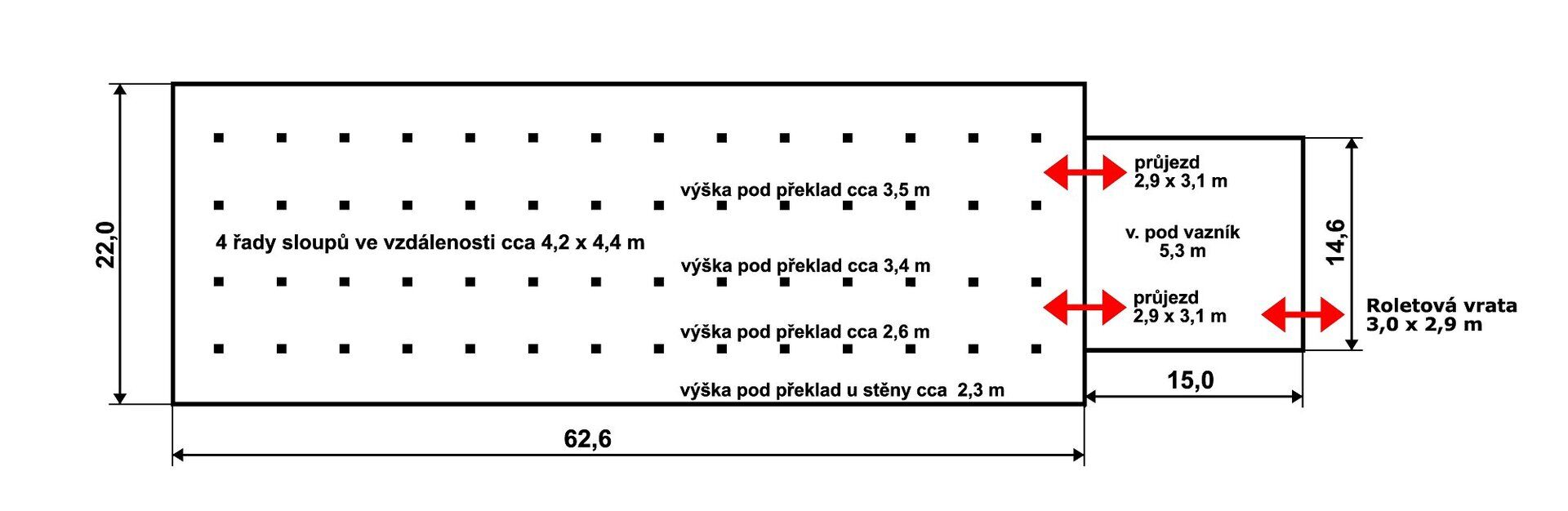 Přízemní skladovací hala 1.596 m2 vedle D11