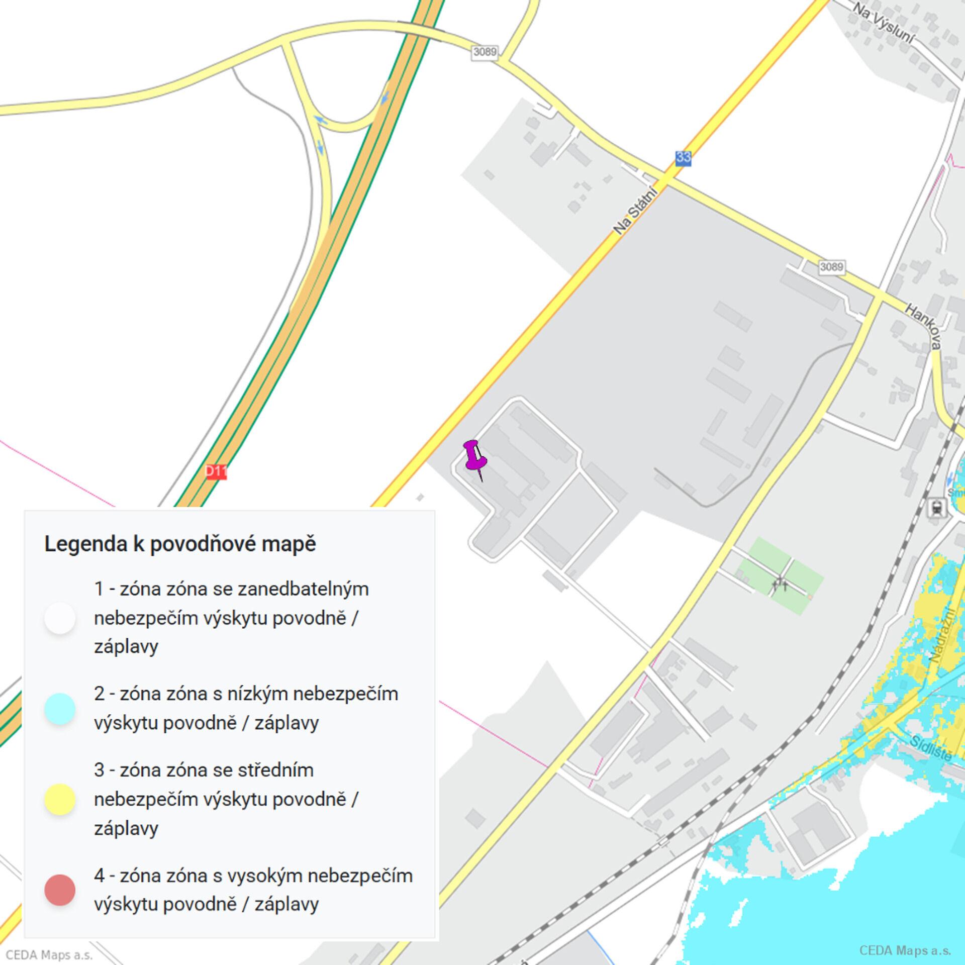 Přízemní skladovací hala 878 m2 vedle D11