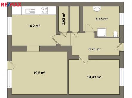 pudorys.jpg | Pronájem bytu, 2+1, 69 m²