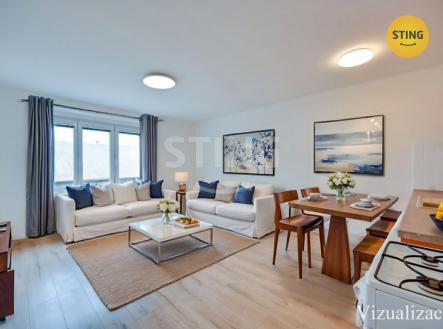 obyvak + kk viz.jpg | Prodej bytu, 3+kk, 65 m²