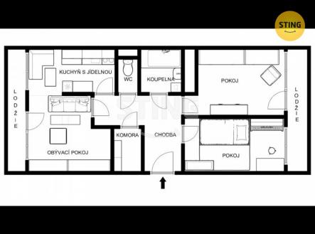 pudorys1.jpg | Pronájem bytu, 3+1, 86 m²