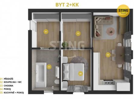 2+KK 3D.jpg | Pronájem bytu, 2+kk, 52 m²