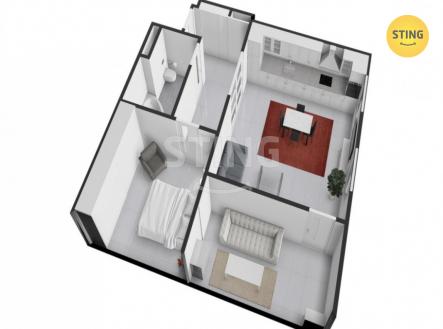 pudorys komenskeho 3D.jpg | Prodej bytu, 3+kk, 64 m²