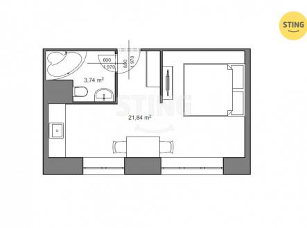 1+kk.jpg | Pronájem bytu, 1+kk, 26 m²