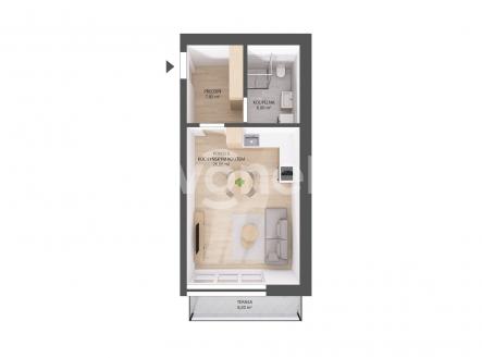 Půdorys_Byt_208 | Pronájem bytu, 1+kk, 40 m²