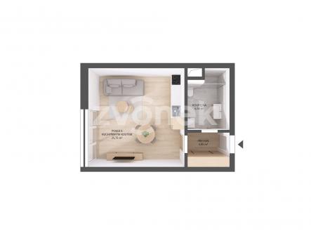 Půdorys_Byt_103 | Pronájem bytu, 1+kk, 36 m²