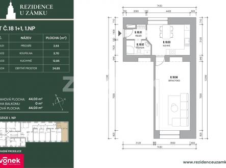 karta bytu 18 | Prodej bytu, 1+1, 47 m²