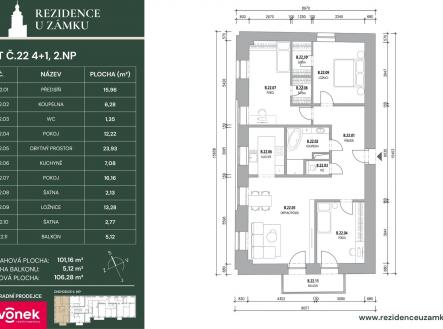 karta bytu 22 | Prodej bytu, 4+kk, 109 m²