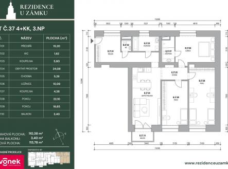 karta bytu 37 | Prodej bytu, 4+kk, 121 m²