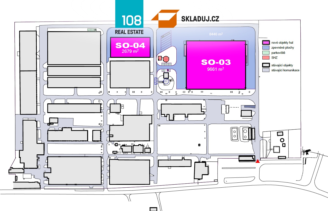 Industrial park Zvěřínek, pronájem skladových prostor