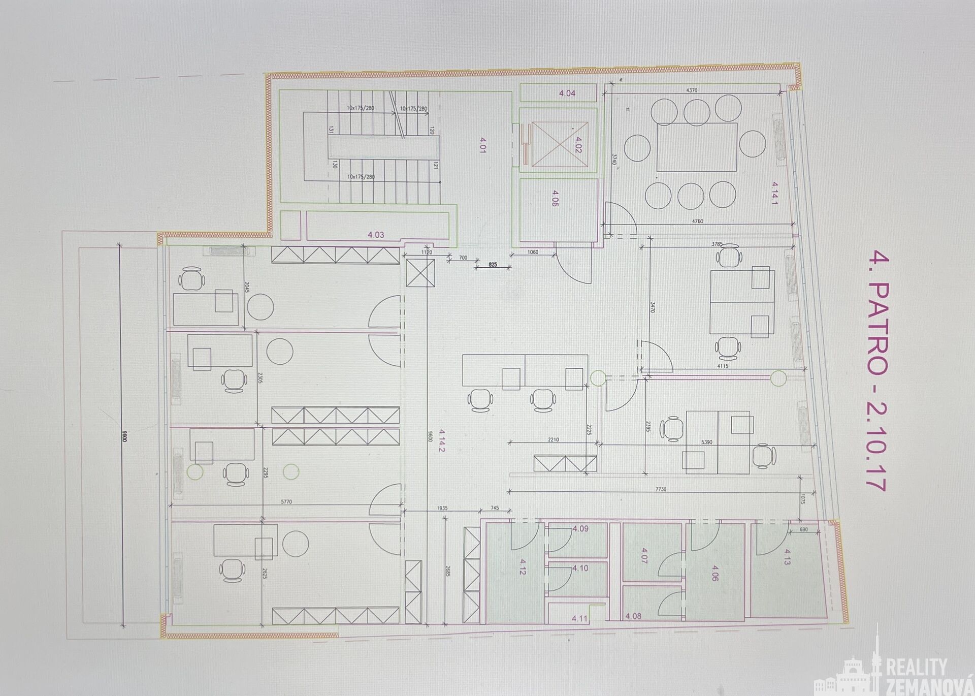 Pronájem kancelářských prostor na Andělu 177m2, dvě parkovací stání a možnost malého skladu 4,8m2.