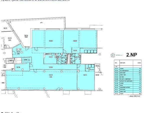 Nebytové prostory 360 m2, hot yoga/zdravot. zařízení, 2. NP, Flora - P3