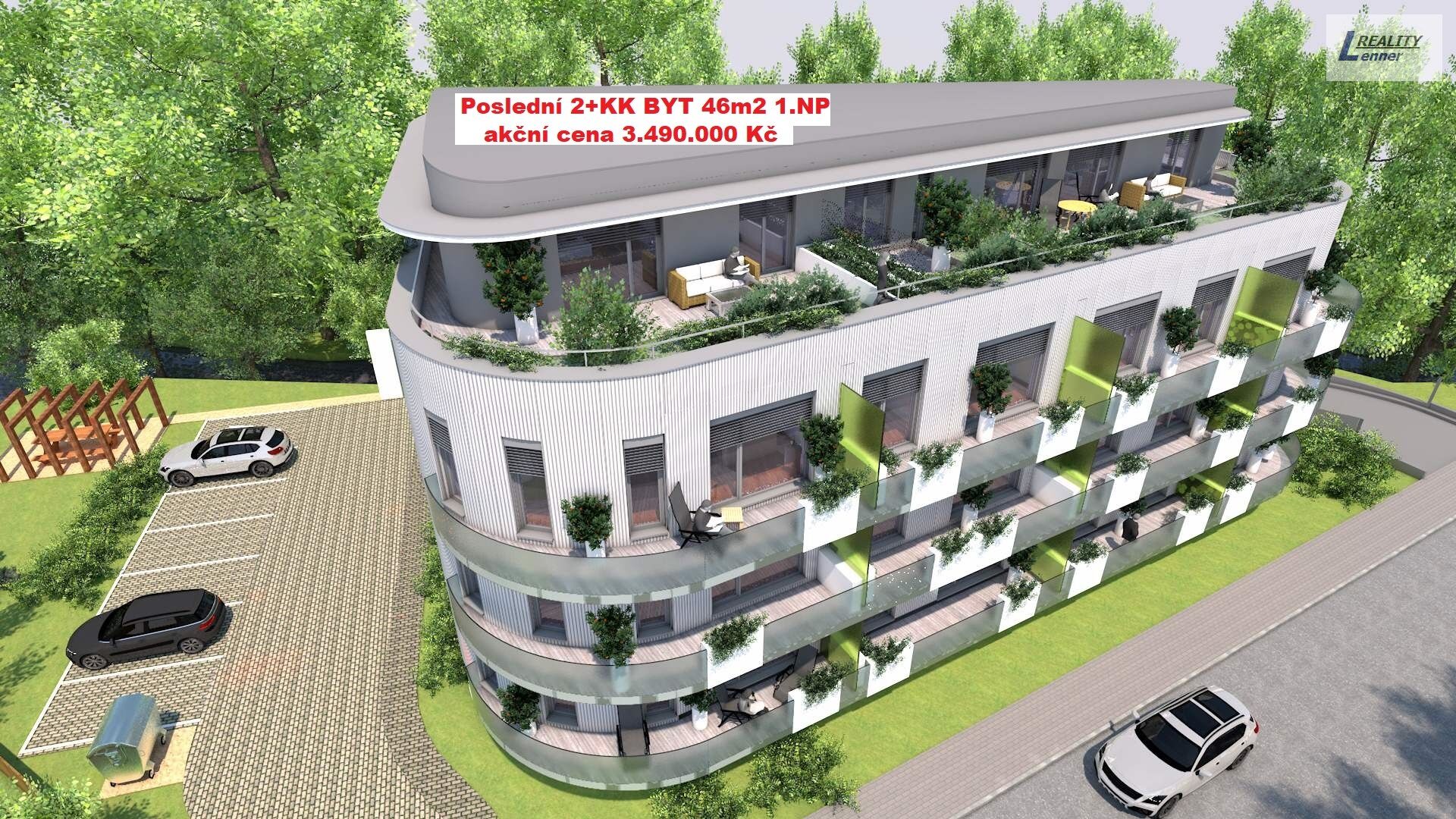 Novostavba bytu 2+kk, přízemí, sklep, 46 m2