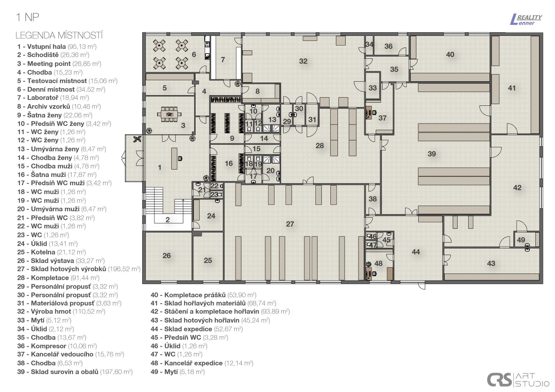 Výrobní závod 1.500 m2, 580 m2 kanceláře a příslušenství, vše na pozemku s výměrou 7.637 m2