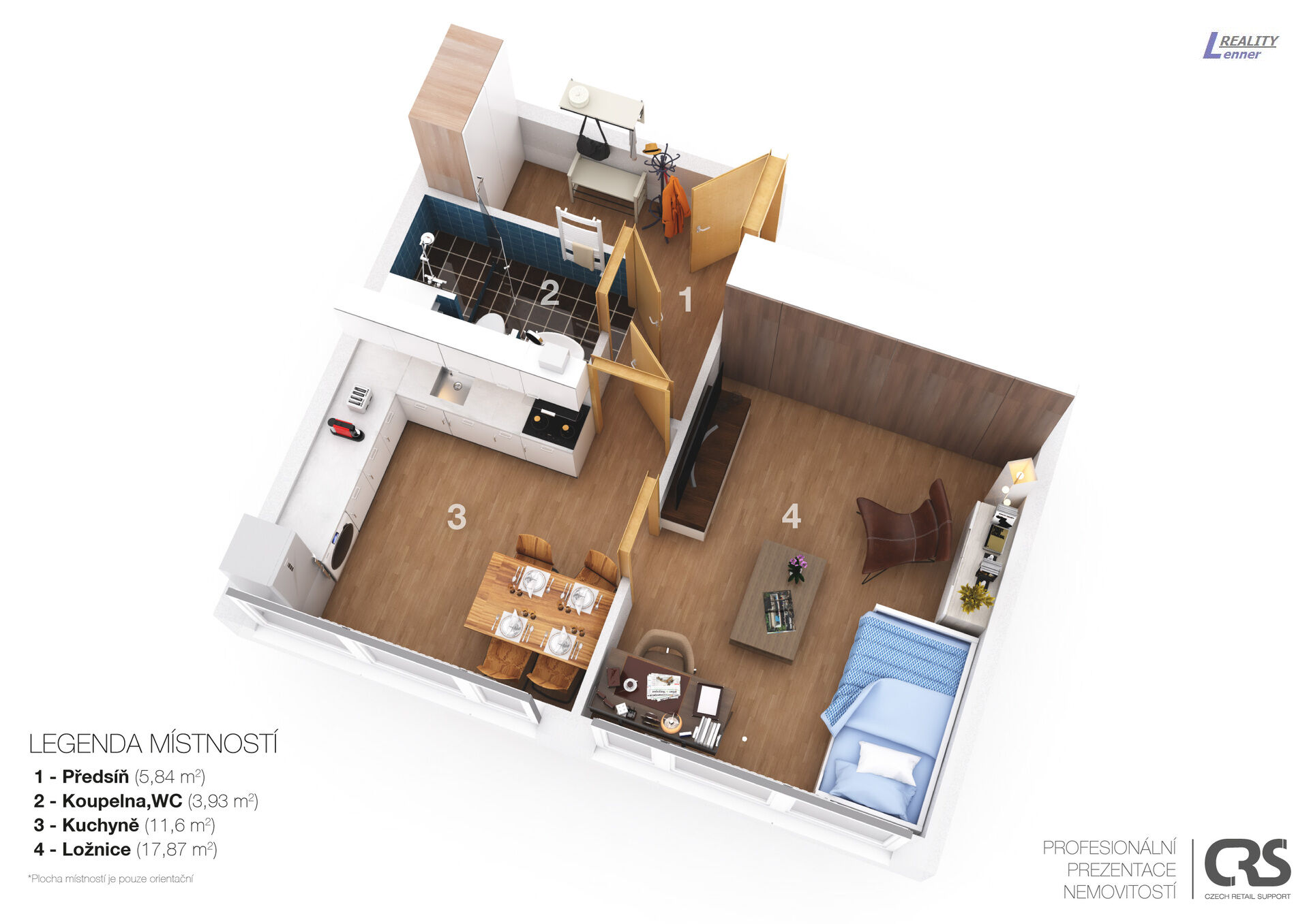 Byt 1+1/komora, 42 m2, OV, přízemí, výtahy, skelet