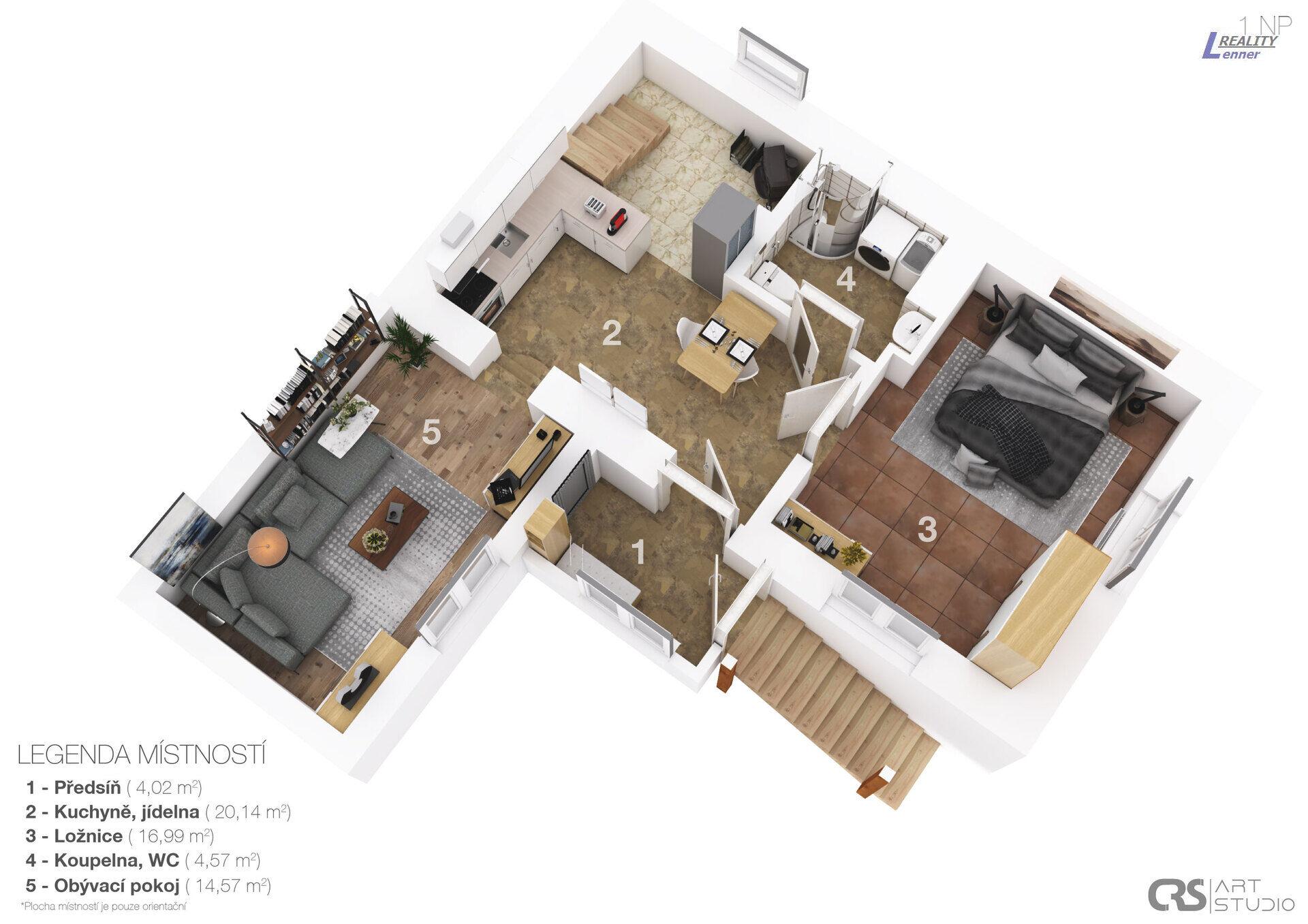 RD 4+1/ garáž, sklepy, vše na pozemku 128 m2