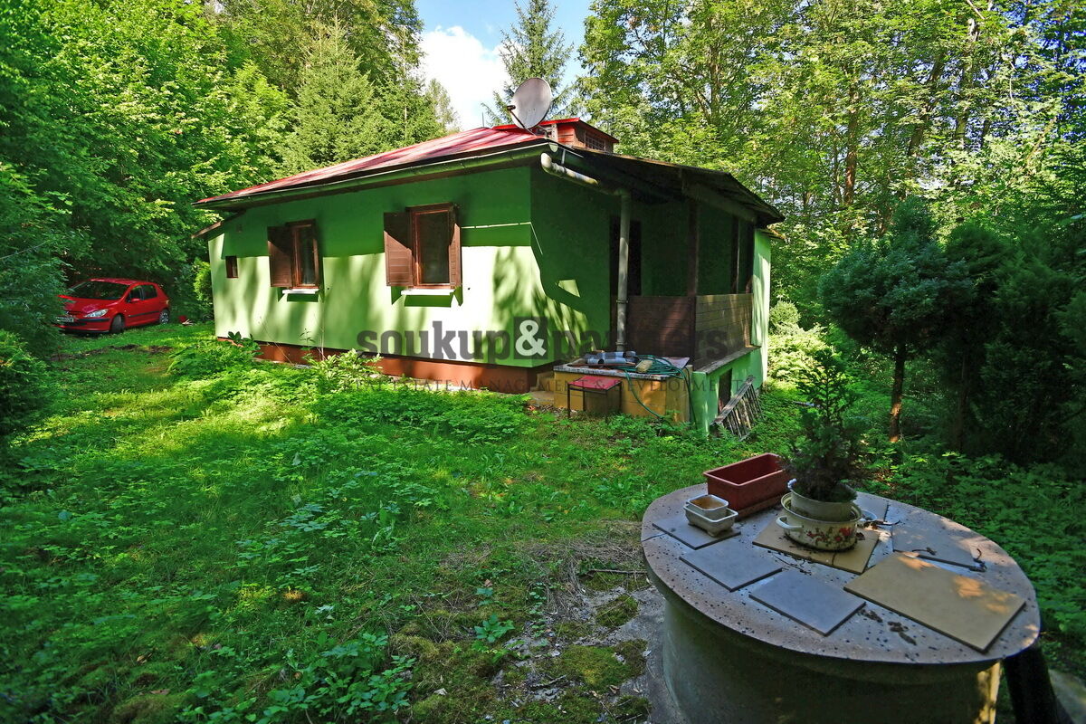 Dřevěná chata - 56 m2, pozemek celkem 475 m2, 5 min. chůzí od řeky, Sázava, okr. Benešov.