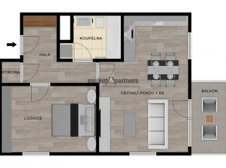 Prodej bytu, 2+kk, 58 m²