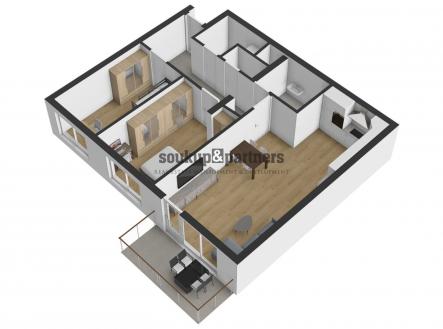 3D půdorys | Prodej bytu, 3+kk, 97 m²