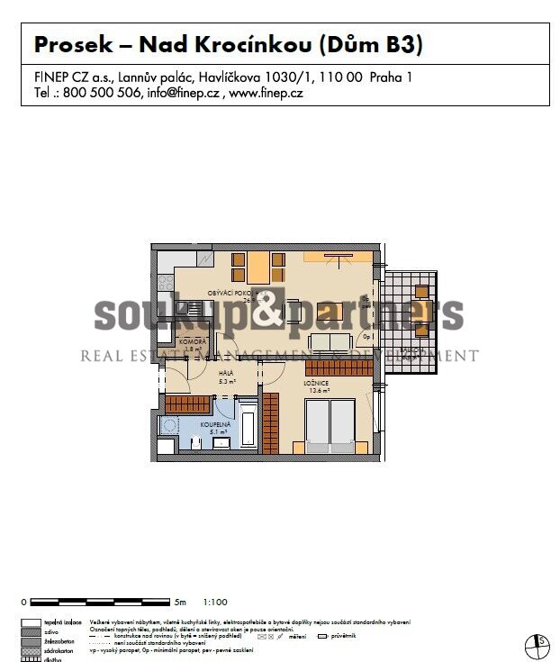 Prodej bytu 2+kk + Balkon, 55,1 m2 Novostavba, Praha 9 - Prosek.