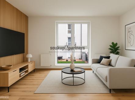 vizualizace obývací pokoj | Pronájem bytu, 2+kk, 69 m²