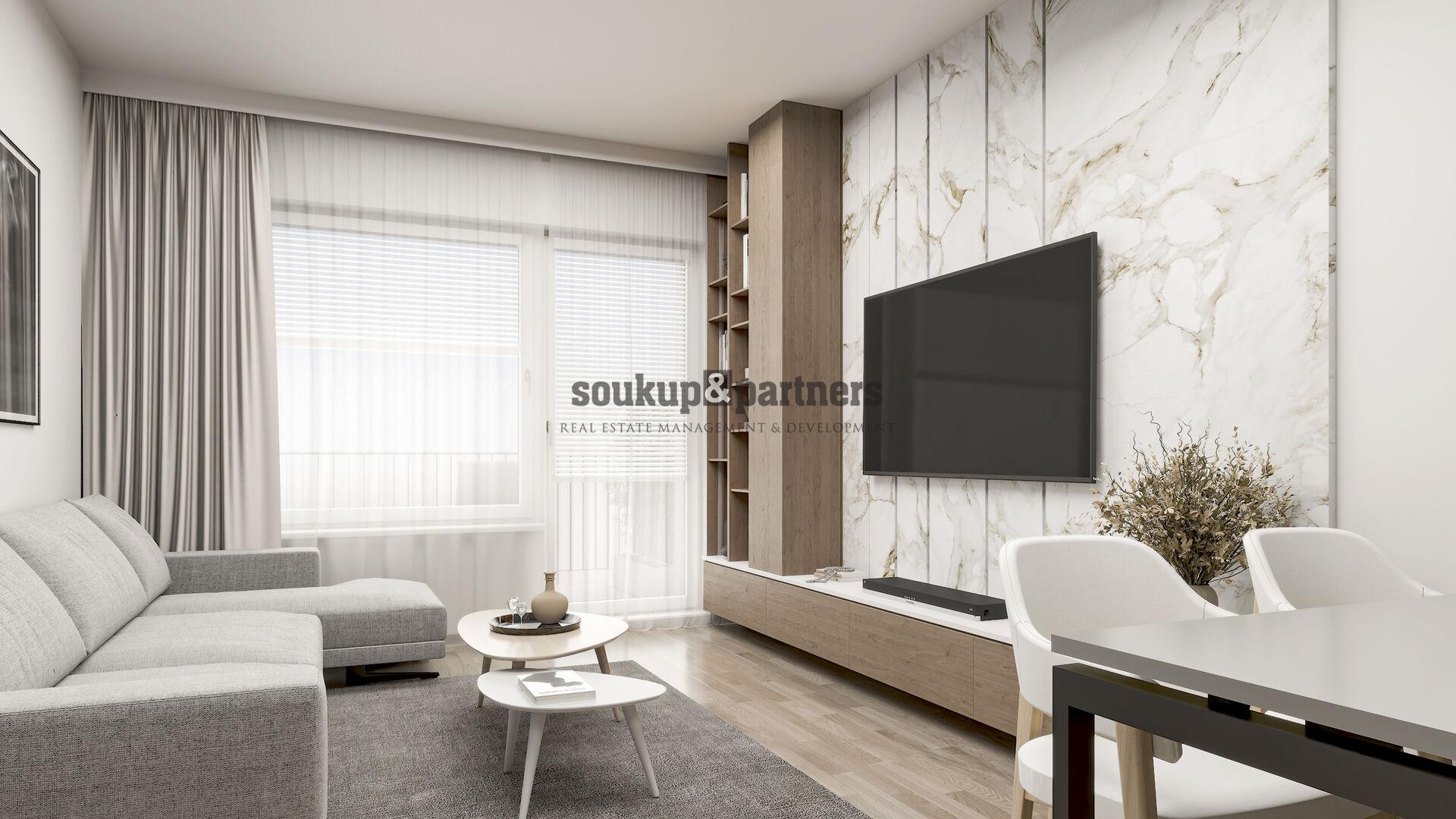 Nový družstevní byt 3+kk/ Balkon - 81 m2, Garážové stání, Sklep - projekt PORTTI Kladno.