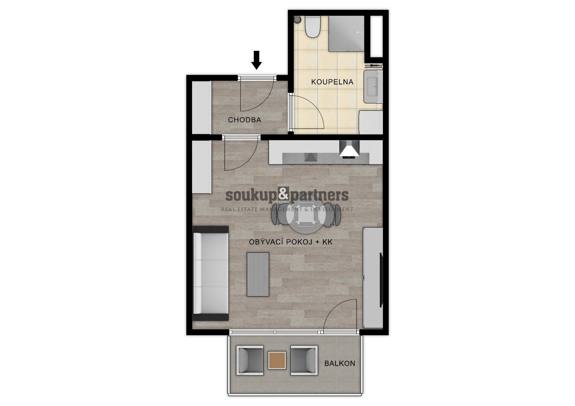 Prodej družstevního bytu 1+kk s balkonem, Praha 10 – Štěrboholy, projekt Malý Háj