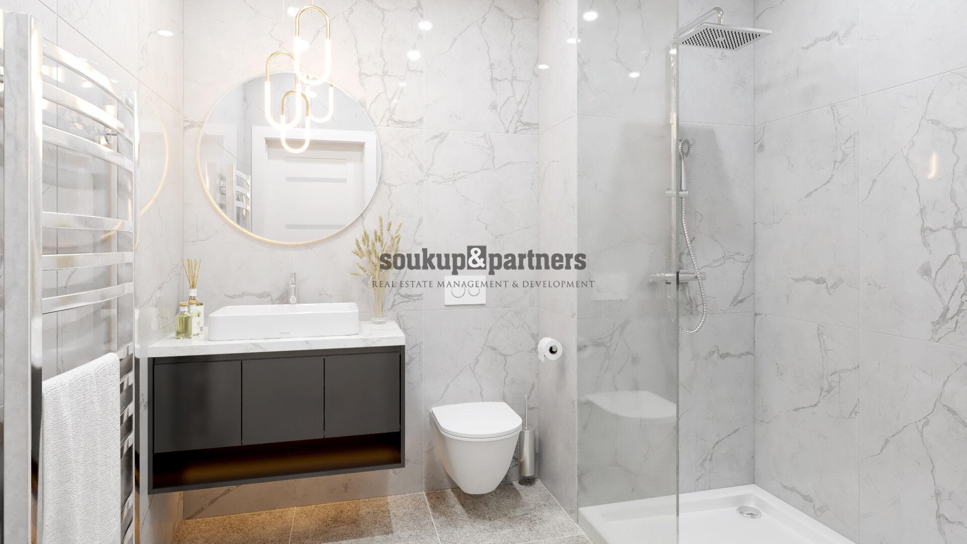 Prodej nového bytu 1+kk s balkonem, Praha 5 – projekt Kaskády Barrandov.