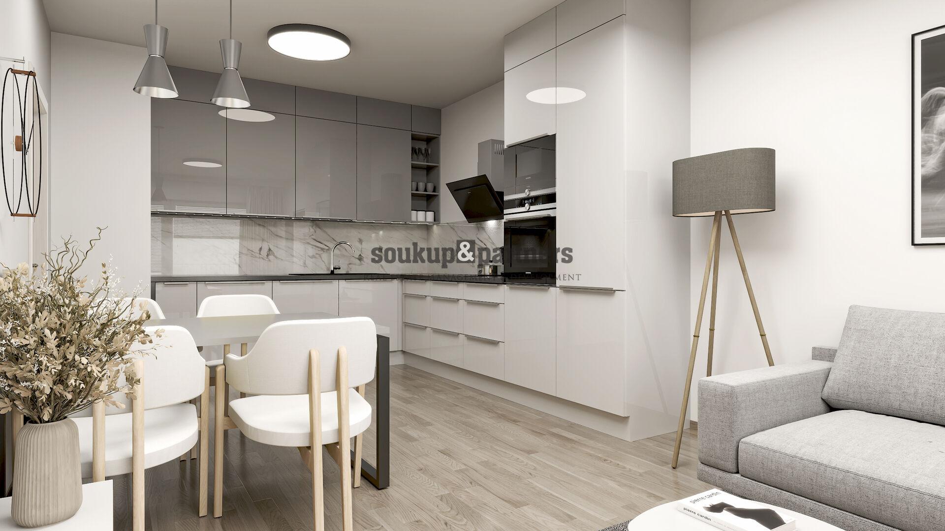 Nový družstevní byt 3+kk/ Komora - 76 m2 + (krajní) Předzahrádka 45 m2 - projekt PORTTI Kladno.