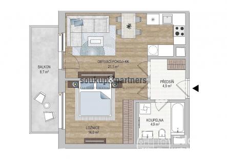 Prodej bytu, 2+kk, 56 m²