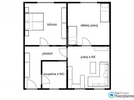 plánek bytu | Prodej bytu, 3+kk, 82 m²