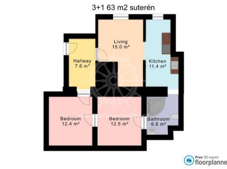 2D-1 | Pronájem bytu, 3+kk, 63 m²