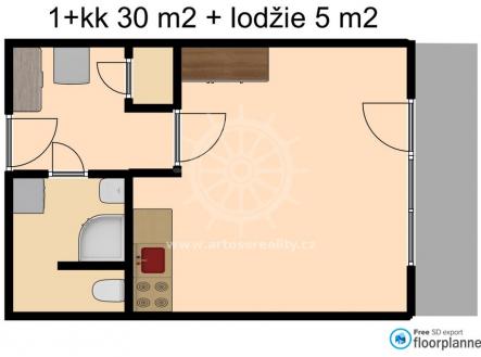 2D | Pronájem bytu, 1+kk, 35 m²