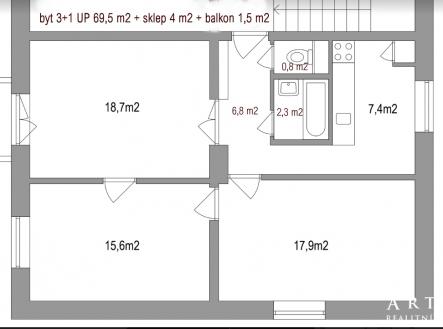 2D | Pronájem bytu, 3+1, 73 m²