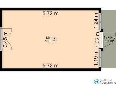 2D P06-4 | Pronájem bytu, 1+kk, 22 m²