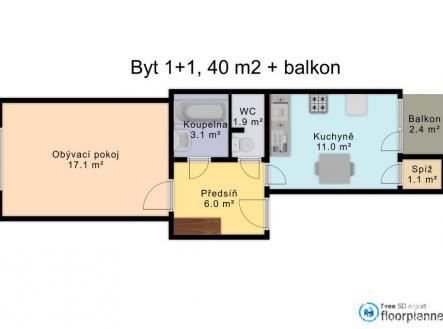2D | Pronájem bytu, 1+1, 42 m²