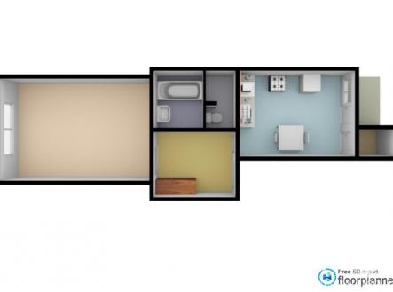 3D | Pronájem bytu, 1+1, 42 m²