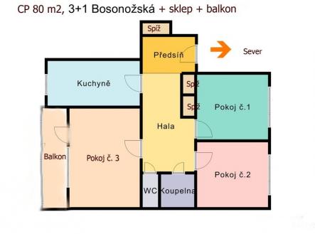 2D - plochy | Prodej bytu, 3+1, 80 m²