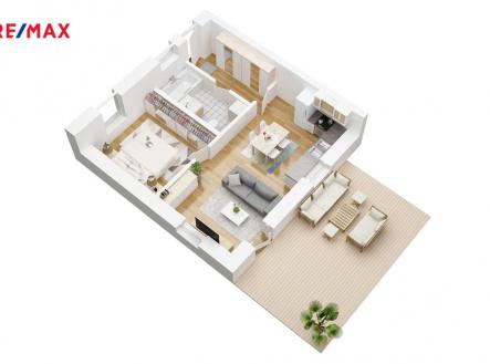 Půdorys bytu | Prodej bytu, 2+kk, 50 m²