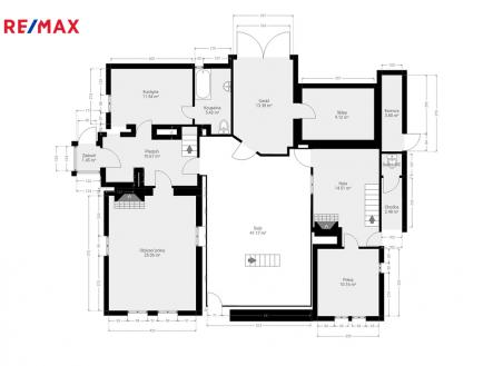 3b. 2D půdorys přízemí domu | Prodej - chata/rekreační objekt, 210 m²