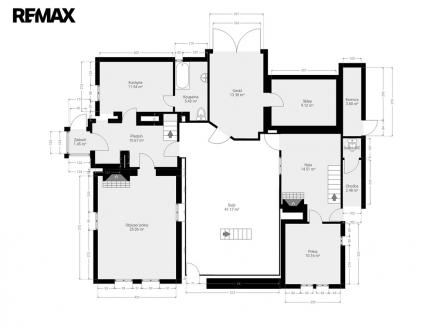 3b. 2D půdorys přízemí domu | Prodej - chata/rekreační objekt, 210 m²