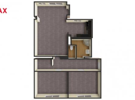 3a. 3D půdorys bytu 3+1 | Pronájem bytu, 3+1, 73 m²