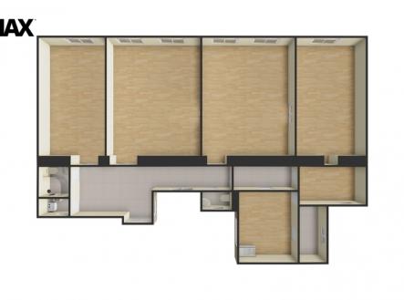 3. 3D půdorys 3. NP domu | Pronájem - obchodní prostor, 269 m²